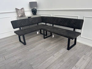 Warrior Dark Grey Faux Leather LHF Corner Dining Bench