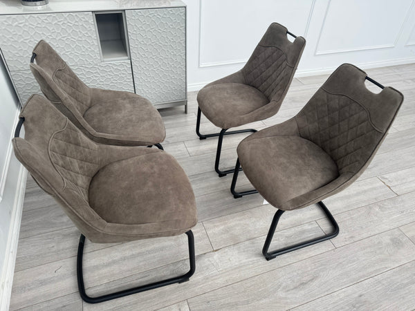 Warrior Taupe Faux Leather Cantilever Dining Chair (Choose Quantity)
