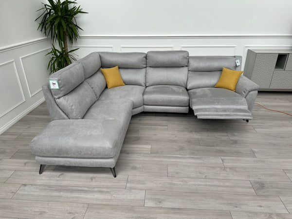 Contempo 1 x Power Reclining Corner Sofa In Grey Fabric