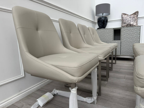 Avorio Grey Faux Leather Cantilever Dining Chairs