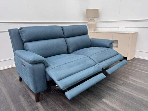 La Z Boy Bella 3 Seater Blue Fabric Power Recliner