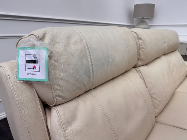 Komodo Relax Station 3 & 2 Seater Cream Leather Power Recliner Headrest Sofa Set