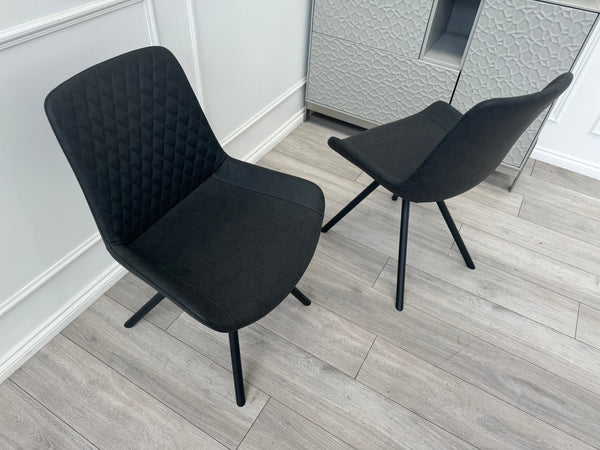 Ion Charcoal Grey Suede/Microfibre Pair of Dining Chairs