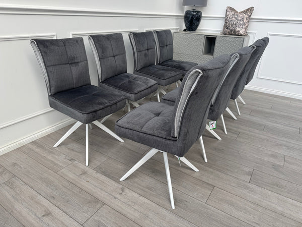 Glacier Swivel Dining Chairs Dark Grey Fabric