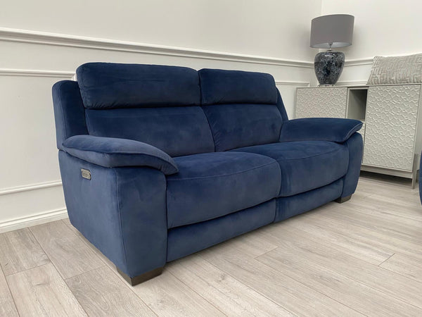 Furniture Village Starlight 3+2 Seater Sofa Set Power Seat + Headrest Navy