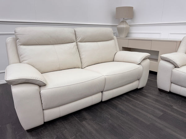 Starlight White Leather 3 Seater & Armchair Power Recliner Power Headrest Sofa Set
