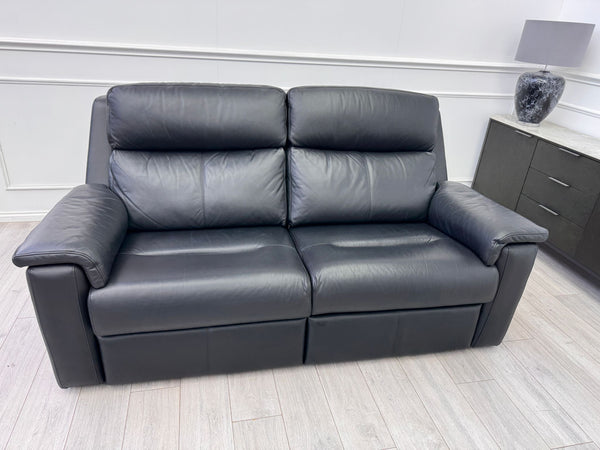 G Plan Thornbury 3 Seater Black Leather Static Sofa