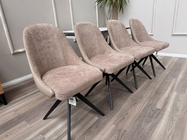 Jose Swivel Pebble Dining Chairs Hybrid Fabric Faux Leather Stylish Kitchen Chairs