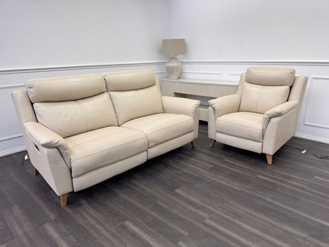 La Z Boy Kenzie Leather 3 Seater & Armchair Power Recliner Sofa Set