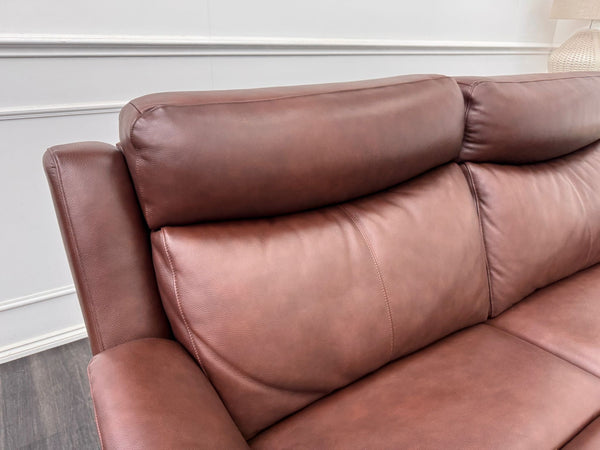 La Z Boy Kenzie 3 Seater Brown Leather Power Recliner Headrest Sofa