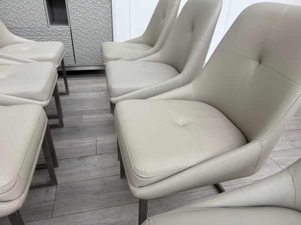 Avorio Grey Faux Leather Cantilever Dining Chairs