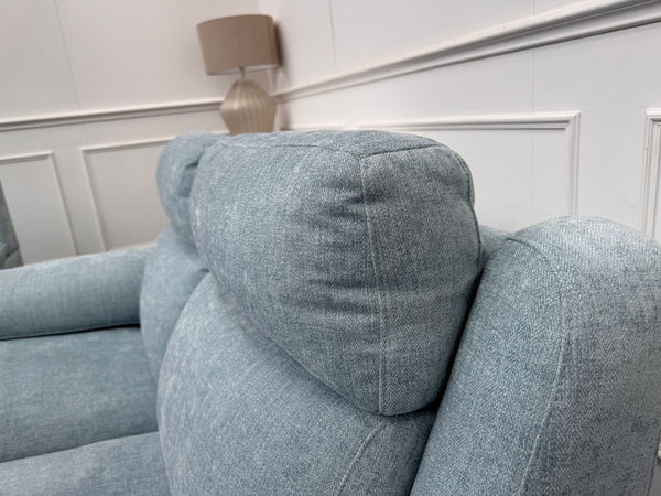 Starlight Light Blue Herringbone Fabric 3 & 2 Seater Power Recliner Sofa Set