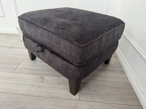 Furniture Village ARIANA Plush Velvet Dark Grey Storage Footstool