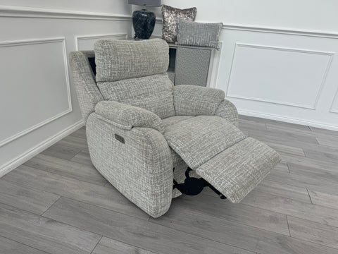 Kingsbury Power Recliner Armchair Lumber Headrest Shore Oatmeal RRP £2720