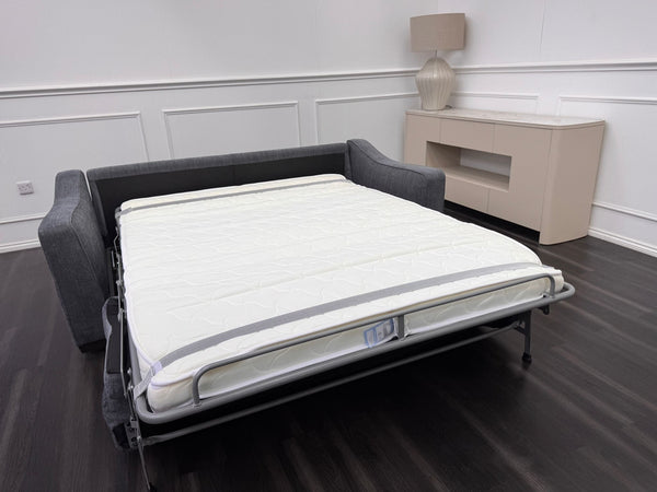 Optimus 3 Seater Grey Fabric Sofa Pull Out Bed Including Mattress