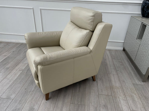 Cream/Ivory Leather Power Recliner Armchair