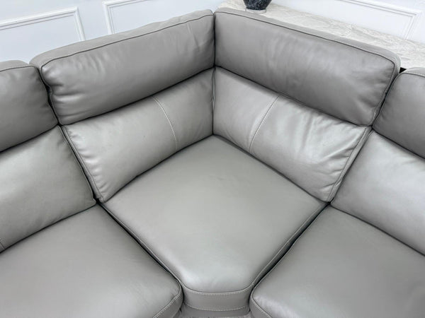 Contempo Grey Leather Static Corner Sofa Set
