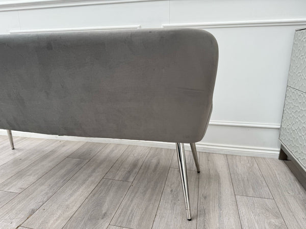 Donnie Grey Velvet Dining Bench