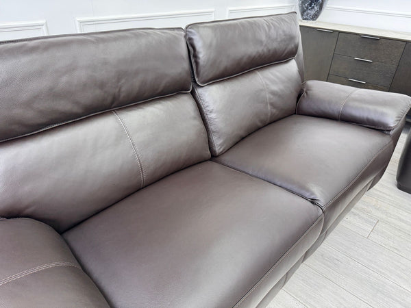 Brown Leather 3 & 2 Seater & Armchair Power Recliner Large Sofa Set