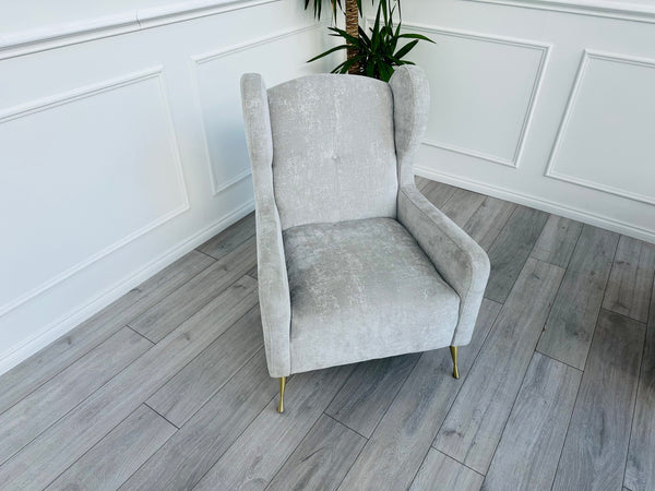 COOPER Grey High Wing Back Accent Armchair