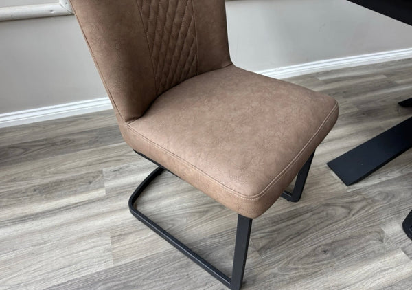 Loki Cantilever Faux Tan Leather Contemporary Scandinavian Style Dining Chair