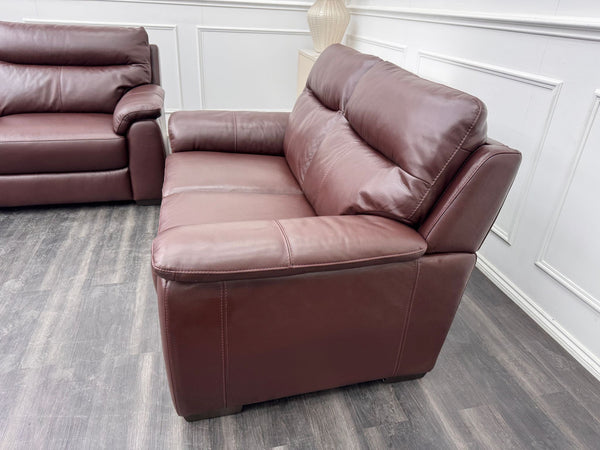 Brown Leather 3 & 2 Seater Static Sofa Set