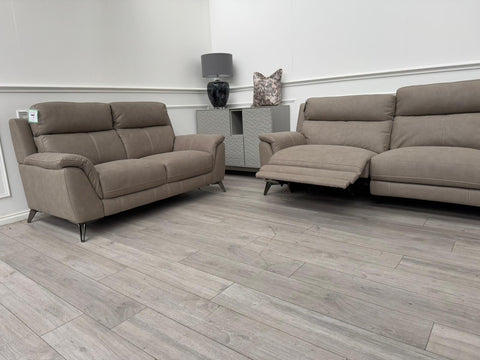 Furniture Village Contempo 3 & 2 Seater Sofa Set Power Recliner Taupe £3,490