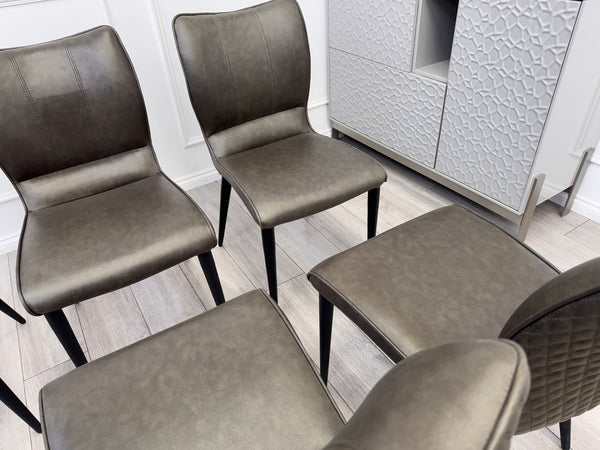 Murcia Grey Faux Leather Dining Chairs (Choose Quantity)
