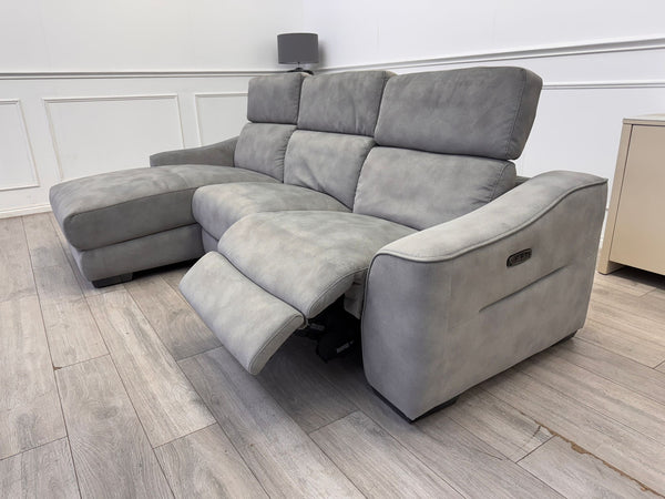 Xavier 3 Seater Fabric Power Recliner Chaise End Sofa L Shape Corner