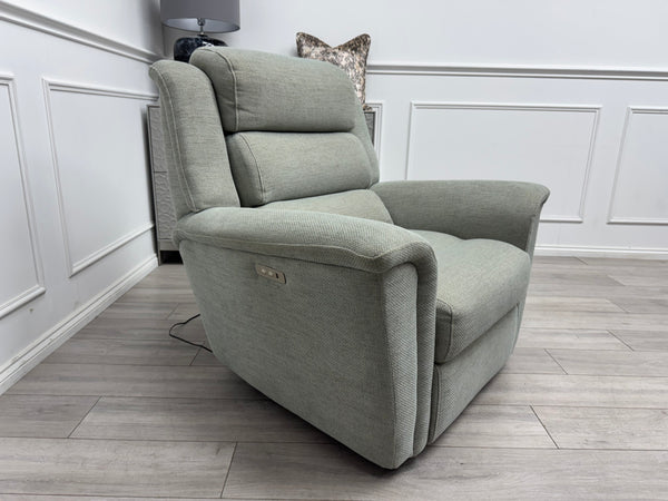 Parker Knoll Colorado Duck Egg Blue Fabric Armchair Power Recliner