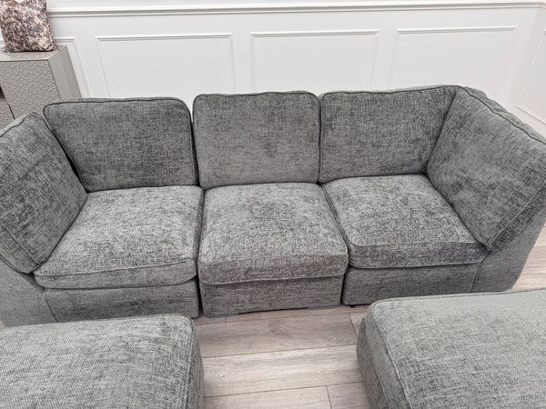 Ugo Small U Shape Grey Fabric Corner Sofa