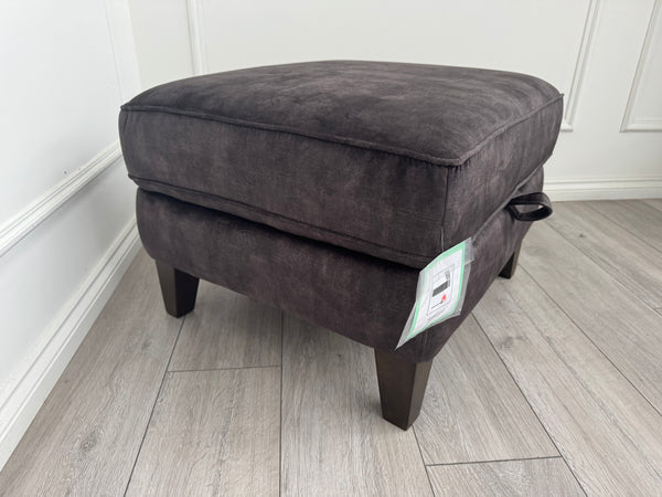 Furniture Village ARIANA Plush Velvet Dark Grey Storage Footstool