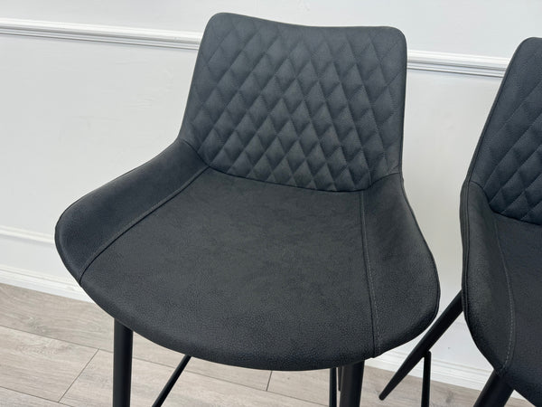 Ion Charcoal Grey Suede/Microfibre Pair of Dining Bar Stools