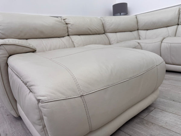 Link Large Cream Leather Corner Sofa Power Recliner