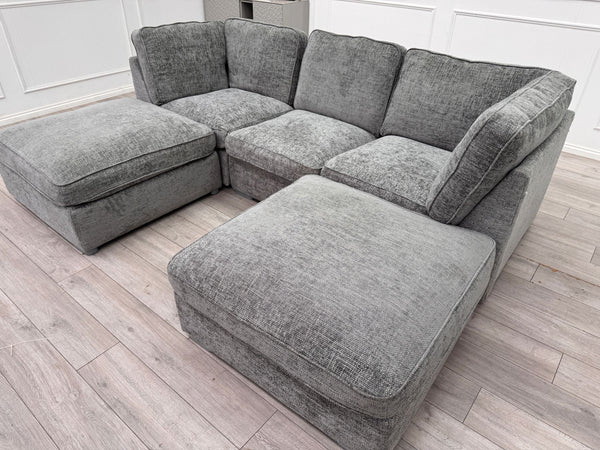 Ugo Small U Shape Grey Fabric Corner Sofa
