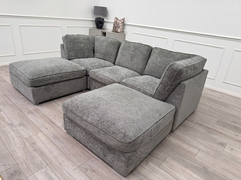 Ugo Small U Shape Grey Fabric Corner Sofa