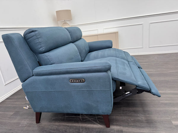 La Z Boy Bella 3 Seater Blue Fabric Power Recliner