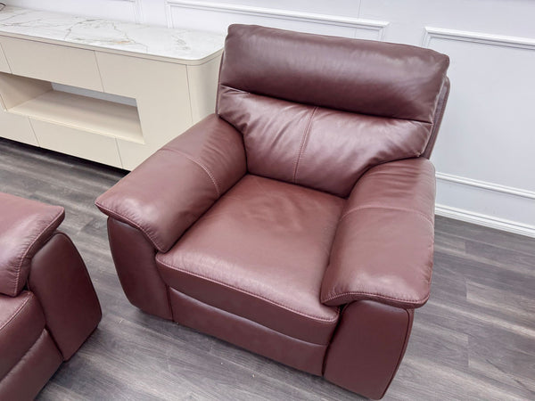 Brown Leather 3 & 2 Seater & Armchair Static Sofa Set