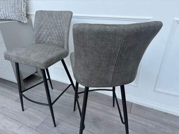 Earth Pair Of 2 Grey Dining Bar Stools