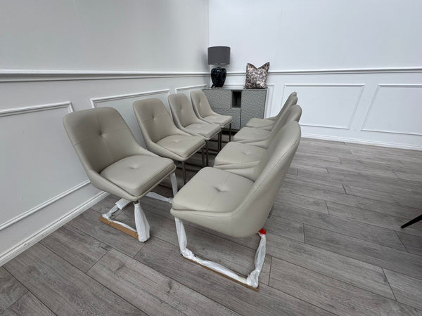 Avorio Grey Faux Leather Cantilever Dining Chairs