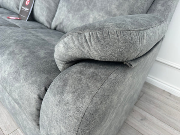 Kingsbury Grey Velour Static 3 Seater Sofa + Power Recliner Armchair