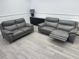 Missouri Grey Leather 3 & 2 Seater Power Recliner Sofa Set