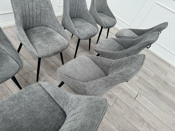 Furniture Village Crete Swivel Dining Chairs Dark Grey Fabric