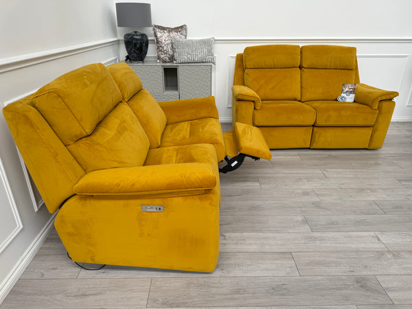 Thornbury/Harper 2+2 Seater Sofa Set Power Recliner Mustard RRP £7590