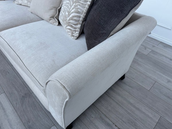 Sasha 4 Seater Sofa Pillow Back Cream Fabric Grand Sofa