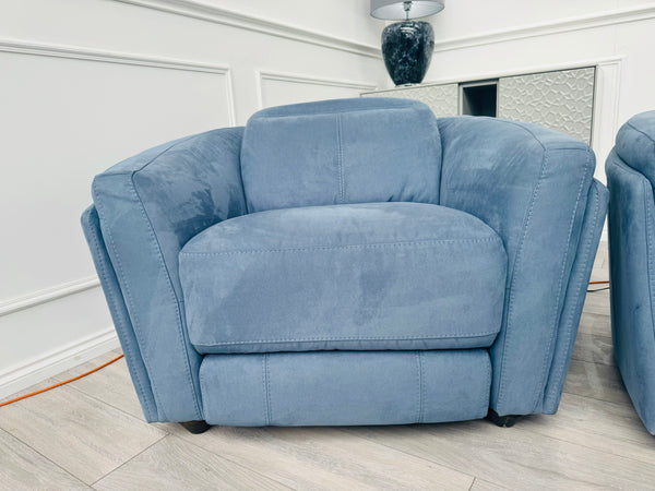 Blue Microfibre 3+2+1 Seater Sofas Suite All Power Recliners