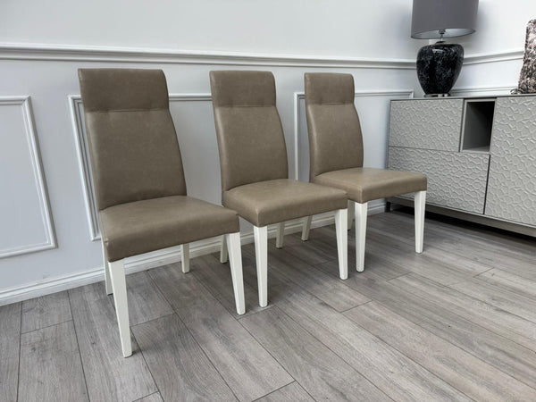 ALF Fascina Set of 6 Faux Leather Dining Chairs Taupe/ Cream RRP £3,447