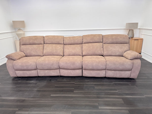 Moreno Light Brown Tan Fabric 5 Seater Sofa Power Recliner