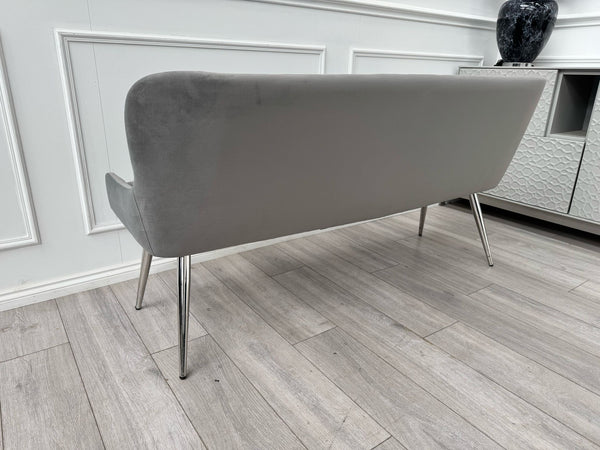 Donnie Grey Velvet Dining Bench