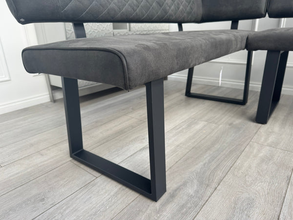 Warrior Dark Grey Faux Leather LHF Corner Dining Bench